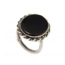 Ring Silver Sterling 925 Black Onyx Women's Handmade Natural Gemstone A817